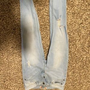 Low waisted light wash jeans